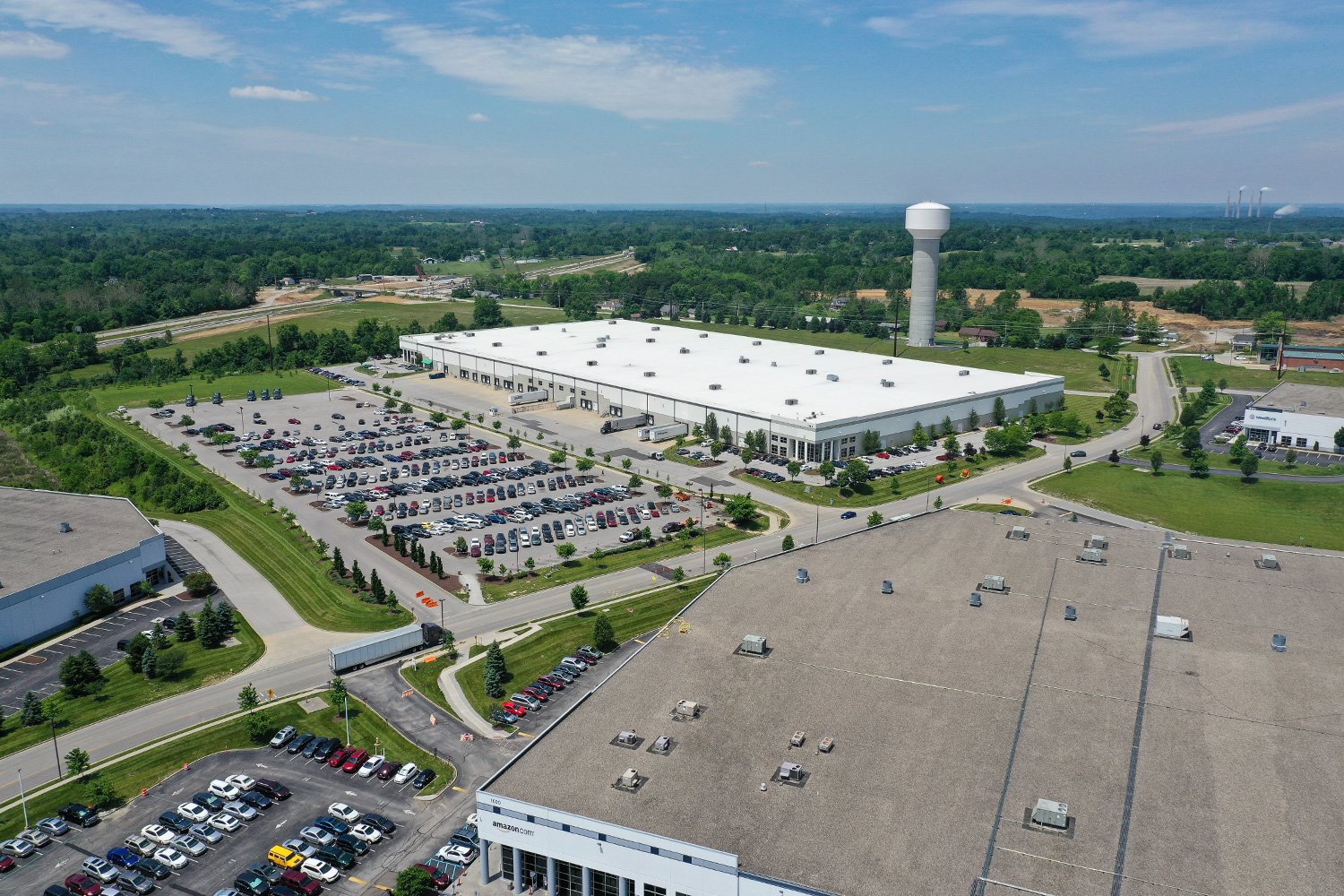 A large aerial shot of a distribution center
